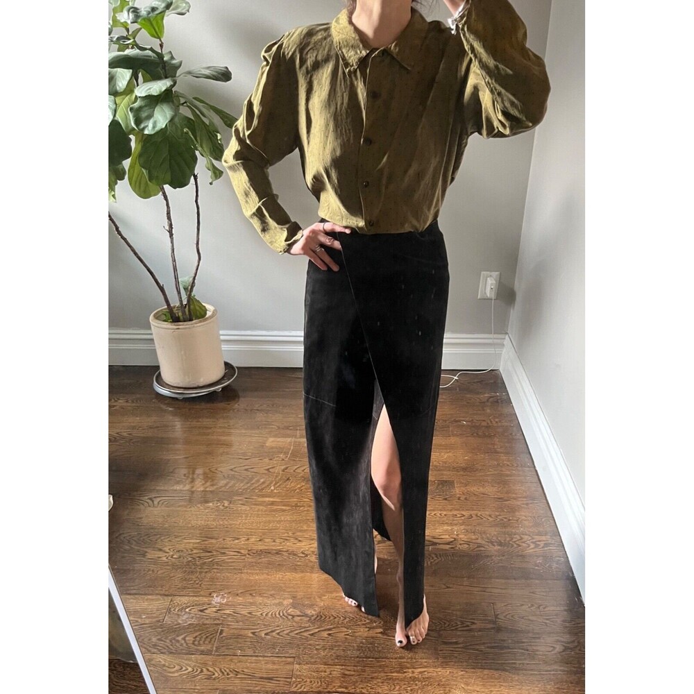 Vintage NOS Maxi Suede Wrap Skirt Arden B Sz 0 AS IS